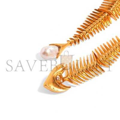 SCHIAPARELLI FISH SKELETON EARRINGS 596001